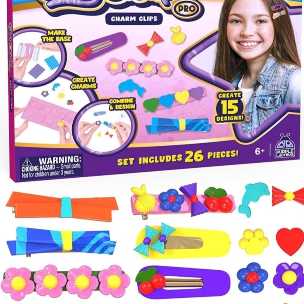 DIY Hair Clips Clay Making Kit for Kids Age 6 and Up